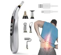 Rechargeable Electronic Acupuncture Pen, Meridian Energy Pulse Massage Pen with 5 Massage Heads, Pain Relief Therapy Tools
