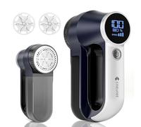 Rechargeable Fabric Shaver | 3-Speed Electric Lint Remover | 6 Blades High Eliminates Fuzz & Pilling | with LED Display & Type-C Fast Charging Port | Lint Shaver for Clothes & Furniture - Navy Blue