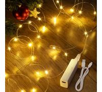 Rechargeable Fairy Lights,4 Pack Battery Operated Copper Wire Lights 5M 50 LED Battery Powered String Light Christmas Tree Light for Indoor Twinkle Bottle Lighting Decorations Wedding Party Bedroom