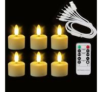 Rechargeable Flameless Tealight Candles with Timer & Remote, 6pcs Flicker LED Tea Lights Small Votive for Halloween Birthday Home Party Wedding Table Centerpieces Lantern Xmas Decor