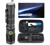 Rechargeable Flashlight High Lumens, 12000 High Lumens Super Bright Magnetic Flash Light, 1500 Meter Long-Range Zoomable LED Flashlights for Emergency, Searching, Waterproof Flashlight Dimmable