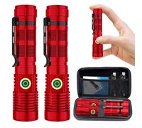 Rechargeable Flashlight High Lumens, High Lumens Super Bright Flash Light, Long-Range Zoomable LED Flashlights for Emergency, EDC, Searching, Waterproof Flashlight Dimmable Red 2Pcs