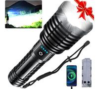 Rechargeable Flashlights High Lumens, 2400000 Lumens Super Bright Flashlight, LED Handheld Waterproof Tactical Flashlights-Zoomable 5 Modes-31H Runtime-Holster for Emergency Camping