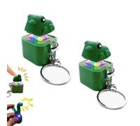 Rechargeable Frog Croaking Keychain, Keyboard Fidget Toy, Frogs Stress Reliever with Colorful Lights, Portable Stress Reliever Fidget Toy for Anxiety & Sensory Fun（2PCS, 40mAh）