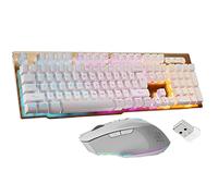 Rechargeable Gaming Keyboard Mouse Combo,2.4G Wireless Backlit Mechanical Feeling Ergonomic Keyboards with Optical Mice Set for Computer Game (White)