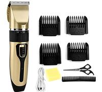Rechargeable Hair Clipper Electric Cordless Hair Trimmer Professional Detailer Haircut Kit Titanium & Ceramic Blade with 4 Guide Combs for Home & Barber Use, 10-Piece Mens Grooming Hair Cutting Kit