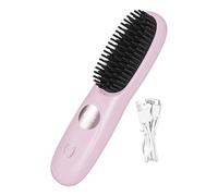 Rechargeable Hair Straightening Brush - Cordless Flat Comb for Frizz Control | Ionic Ceramic Plates with LED Display, Compact Hair Smoothing Device for Daily Styling On The Go Use 8.11x1.77x1.57 in