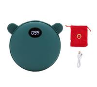 Rechargeable Hand Warmer Cute Bear 5200mAh 3 Temp Mode Palm Size Electric Hand Warmer for Phone Tablet Winter (Green Bear Ears)