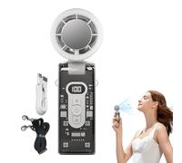 Rechargeable Handheld Fan - Portable Personal Fan with Instant Cooling Plate - Adjustable Cooling Device with LED Light for Night Travel Indoor Sports