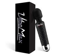 Rechargeable Handheld Personal Wand Massager by VibeMax: Wireless & Waterproof - Powerful Multi Speed Vibration - Whisper Quiet - Cordless - Mini - Black