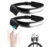 Rechargeable Head Torch, 7 Mode 270° Wide Beam Super Bright Headlamp with Dual Bright LED, Hands Free Control Headlight, Weatherproof, Lightweight Headtorch Ideal Camping & Hiking Fishing Gift, 2 PACK