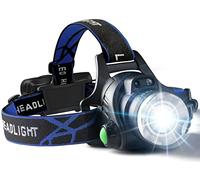 Rechargeable Headlamp,1500 Lumen High Bright Zoom LED Head Lamp,Large Battery-Powered Waterproof Headband Lamp with 4 Modes and Adjustable Headband Perfect For Outdoor Camping,Running,Cycling,Climbing