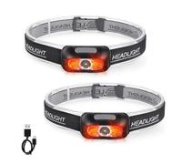 Rechargeable Headlamp 2 Pack, Ultra Bright 500 Lumen Head Lamp 5 Lighting Modes with Red Light, IPX4 Waterproof Adjustable Strap Headlamp Flashlight for Adult Emergency, Running, Camping, Cycling