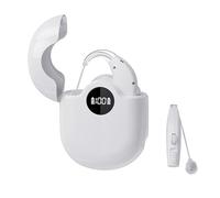 Rechargeable Hearing Amplifier, Smart Noise Reduction, BTE Hearing Amplifier for Seniors with Natural Sound, Charging Box Indicating Remaining Power(White)