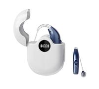 Rechargeable Hearing Amplifier, Smart Noise Reduction, BTE Hearing Amplifier for Seniors with Natural Sound, Charging Box Indicating Remaining Power(Blue)