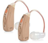 Rechargeable Hearing Amplifiers - Premium Digital BTE Personal Sound Amplifier Device Pair with 2 Program Modes Noise Cancellation & Feedback Reduction & Fast Charging for Adults Seniors & Elderly
