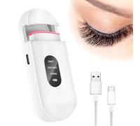 Rechargeable Heated Eyelash Curler,Electric Eyelash Curlers with LED Display,Heat Sensitive Silicone Pad & 3 Heat Modes,8s Fast Heating 24hrs Long Lasting Lash Lift to Style Natural (White)