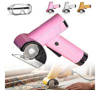 Rechargeable High-Speed Cardboard Cutter, Electric Box Cutter with LED Light, Low-Vibration Cordless Electric Scissors, 4-Speed Adjustment Rotary Cutting for Fabric, Leather, Carpet DIY (Pink)