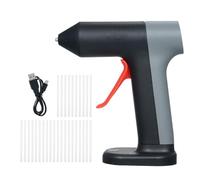 Rechargeable Hot Melt Glue Machine Kit with 2000mAh Battery and 3.7V Power - Includes 30 Glue Sticks - 30 to 60 Second Fast Preheating - Stable Stand Up Base for DIY and Repairs (Orange)