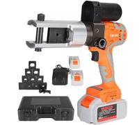 Rechargeable Hydraulic Crimper with 2 Batteries and Dies for 16-300mm² Cable Lug Crimping, Portable Cordless Tool for Electrical Work