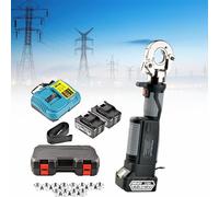 Rechargeable Hydraulic Crimping Pliers, Hydraulic Cable Lug Crimping Tool,Mold Range 10-300mm2,with 12 Dies and 2 Pcs 4.0Ah Lithium Batteries,for Terminating Copper/Aluminum Lugs Terminals
