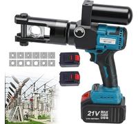 Rechargeable Hydraulic Crimping Tool, 21V Lithium Battery Powered, Electric Tool for Crimping Copper and Aluminum Terminals, Includes 12 Dies, 10-300mm²