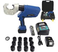 Rechargeable Hydraulic Crimping Tool - Battery Powered Cable Lug Crimper with 12 Die Sets for 16-400mm² Terminal Wire Crimping