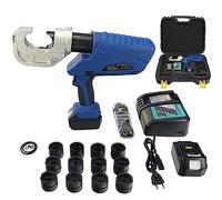 Rechargeable Hydraulic Crimping Tool Industrial Electric Hydraulic Cable Lug Crimper 16-400mm² Battery Powered Terminal Cable Wire Tool Kit includes 12 Pairs of Die Sets