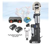 Rechargeable Hydraulic Crimping Tool, Portable Cable Wire Crimper Kit with Two Batteries and 11 Pairs of Dies for Electrical Terminal Connections, 16-300mm²