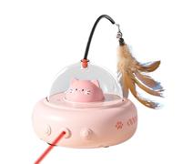 Rechargeable Interactive Cat Feather Toy, Rotating Pet Enrichment, Automatic Kitten Exerciser, 600mah Battery, Hunting Chasing Game, Indoor Playtime Fun, 4.33x4.53x11.02 Inches