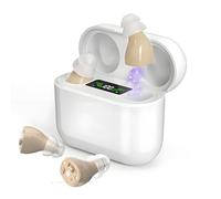 Rechargeable Invisible Sound Enhancers for Seniors & Adults, Digital Sound Device with Smart Noise Cancellation, In-Ear Invisible Design, HD Power Display, Voice Enhancer, Long Battery Life (White)