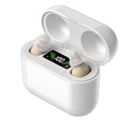 Rechargeable Invisible Sound for Seniors & Adults, Digital Sound Device with Smart Noise Cancellation, In-Ear Invisible Design, HD Power Display, Voice Enhancer, Long Battery Life (White)