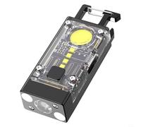 Rechargeable Keychain Torch with Solar Panel, 1500 Lumens Flashlight Featuring UV Blacklight for Currency Verification, 9 Modes, Base, IPX6 Waterproof