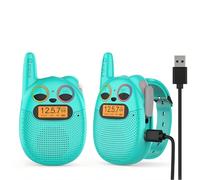 Rechargeable Kids Walkie Talkies with FM Radio, Long Range 2 Way Radio 8CH | Twinkling LED Eyes, VOX, Wearable Watch Walkies Talkies with Watch Strap Toys for Kids Bicycling, Hiking, Camping, Running