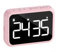 Rechargeable Large Screen Led Timer With Magnetic Hook Stand For Kitchen Cooking And Study, Adjustable Brightness Volume, Dual Countdown Countup Modes, White Color, 10x2.5x7cm Size(Pink)