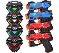 Rechargeable Laser Tag Guns - 4 Sets Infrared Laser Tag Sets with Gun Vest | Rechargeable Battery & Charger Upgraded Lazer Tag Game for Adults Kids