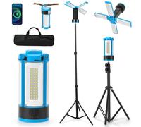 Rechargeable LED Camping Light 10400mAh with Stand, 4100LM Dimmable LED Work Light, Portable 6500K Tripod Lamp with Magnetic Base & Bag for Camping Garage Workshop Emergency