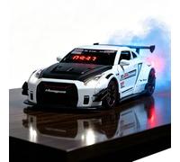 Rechargeable LED Car Alarm Clock, Hyper Car Model Desk Clock with Remote Control, Simulation Engine Sound, Water Spray Exhaust Light Effects for Bedroom Office Decoration (White)