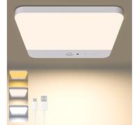 Rechargeable LED Ceiling Light Motion Sensor, 7.3" 6000mAh Battery Operated Wireless Bathroom Ceiling Lamp, 3 Color Temperatures & Remote, Magnetic Mount Wall Lights for Shed,Porch,Stairs,Bath,Garage
