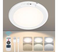 Rechargeable LED Ceiling Lights Motion Sensor Bathroom Light,USB Battery Operated Ceiling Light for Kitchen Hallway Toilet Bedroom Magnetic Mount,Remote Control,19cm