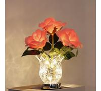 Rechargeable LED Color Changing Flower Light, Cordless Touch Control Artificial Roses Night Light with Glass Vase, Flower Lamp for Valentine's Day Festival Party Date Home Decor