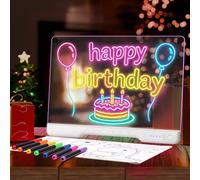 Rechargeable LED Drawing Board, 16 Inch 7 Colors and 4 Modes, Portable and Mountable Acrylic Dry Erase Board with Neon Glow Doodle Effect, Includes Markers and Drawing Books - Gift for
