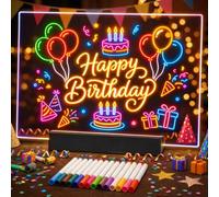 Rechargeable LED Drawing Board for Children, LED Note Board with 9 Colors Light Modes & 12 Colors Pen, Neon Glow Art Light Up Drawing Pad, Kids Gift for Birthdays,Christmas,Halloween (11.8x7.9in)