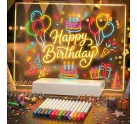 Rechargeable LED Drawing Board for Children, LED Note Board with 9 Colors Light Modes & 12 Colors Pen, Neon Glow Art Light Up Drawing Pad, Kids Gift for Birthdays,Christmas,Halloween (11.8x7.9in)