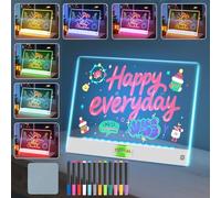 Rechargeable LED Drawing Board for Kids with 7 Colors, 16" Light Up Acrylic Dry Erase Board, Lumi Board LED Note Board with Invisible Stand Glow Doodle Board Girl Toys Birthday Gifts for Kids