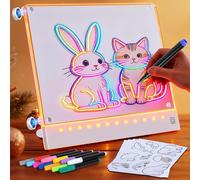 Rechargeable LED Drawing Board for Kids with Tracing Pages, Lumi Board Magnetic Light Up Acrylic Dry Erase Board, LED Note Board with 4 Magnets, Birthday Gifts Toy for Kids/Girls