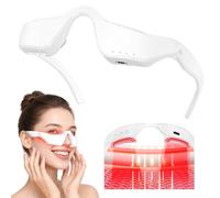 Rechargeable LED Eye Glasses, 3 Light Therapy Modes with Heat Vibration for Facial Wellness at Home, Contour Fit for Home and Office Relaxation