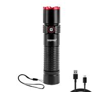 GEEPAS Mini Portable Flashlight | Super Bright Torch 2500 Lumens, 1000M Distance Range | Powerful Pocket Torch, Waterproof IPX5 | Rechargeable Torches for Outdoor Searching, Camping, Hiking (Black)