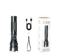 Rechargeable LED Flashlight 990000 Super Bright High Powered Handheld Torch with 7 Modes USB Charge for Camping Hiking Emergency (Black, 16.6X3.3cm)