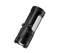 Rechargeable LED Flashlight, Dual Switch with Digital | COB 7-Color Running Light, Zoomable Beam for Camping, Home Inspection and Searchlight Use